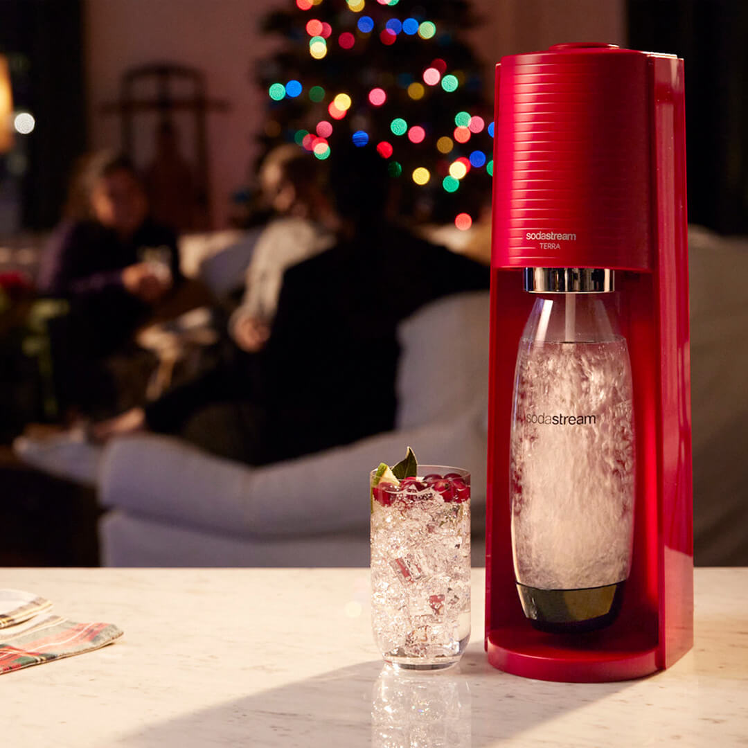 Výrobník perlivej vody Sodastream Terra RED+ fľaša SodaStream Fuse 1 l + bombička 1